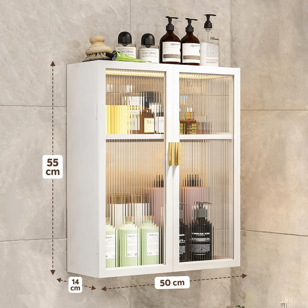 AINEXA 50 cm 2-Layer Wall-Mounted Bathroom Storage Cabinet – White