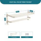 AINEXA 24-Inch Self-Adhesive Aluminium Towel Rack with Hooks – White