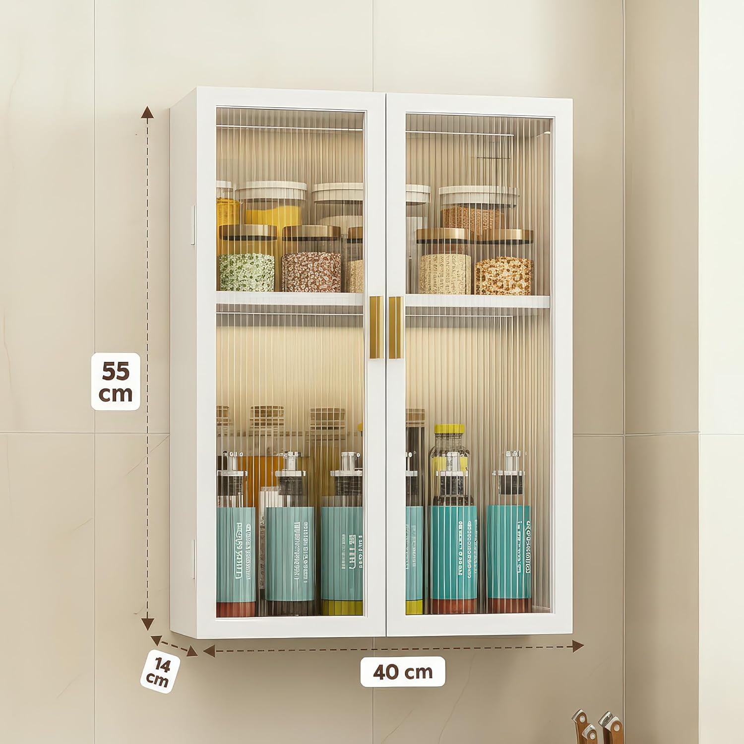 AINEXA 40 cm 2-Layer Wall-Mounted Kitchen Storage Cabinet – White