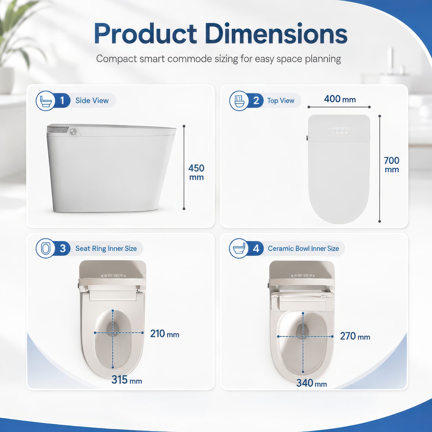 AINEXA Imperial Smart Toilet with Heated Seat, Dryer & Remote – Star White