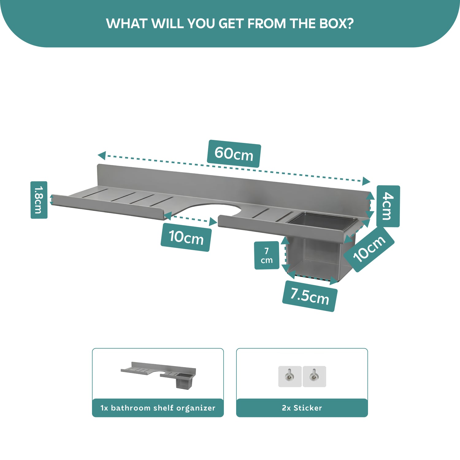 AINEXA Aluminium Floating Wall Shelf – Modern Space-Saving Organiser
