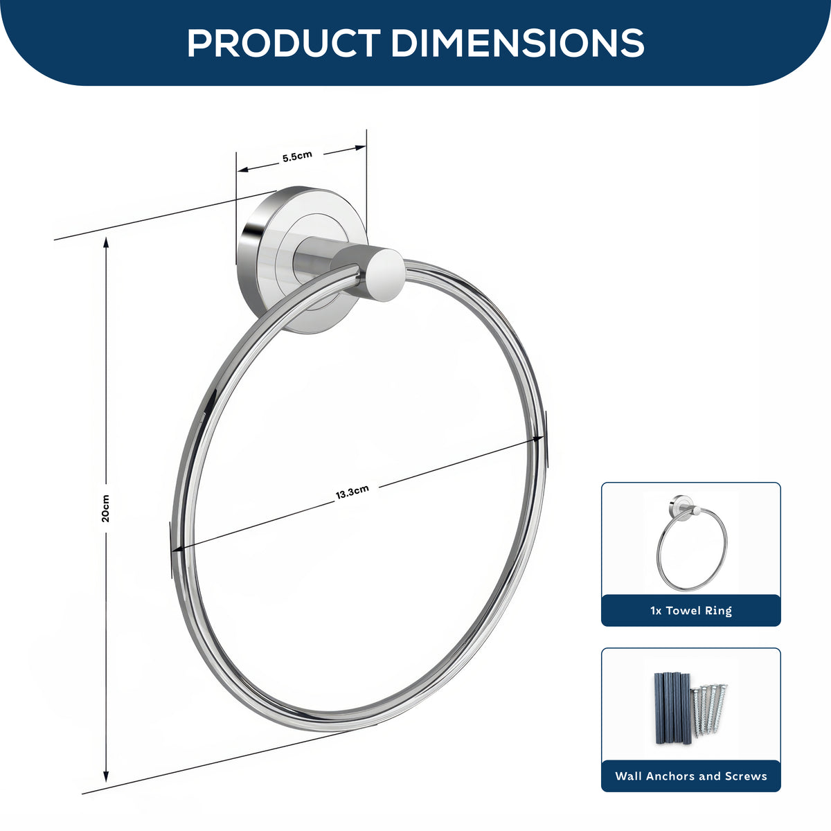 AINEXA Stainless Steel Wall-Mounted Towel Ring – Silver