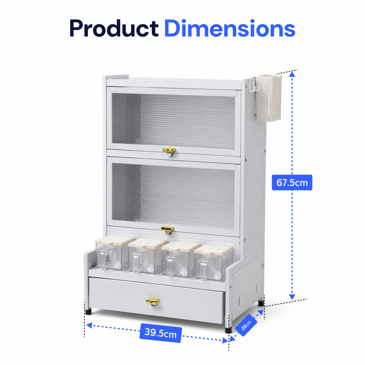 AINEXA 2-Layer Kitchen Storage Cabinet with Drawer & 4 Storage Boxes – White