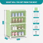 AINEXA 4-Layer Foldable Plastic Shoe Rack with Door Cover – Green