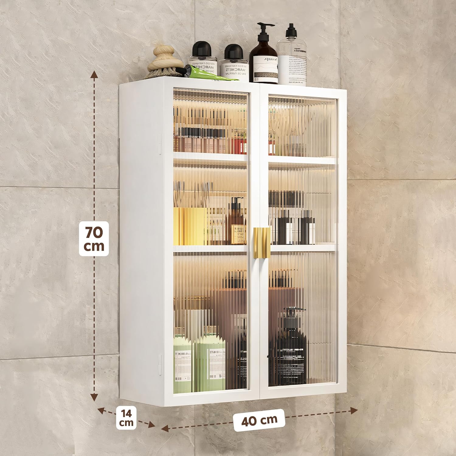AINEXA 40 cm 3-Layer Wall-Mounted Bathroom Storage Cabinet – White