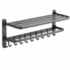 AINEXA 24-Inch Aluminium Towel Rack with Hooks – Matte Grey