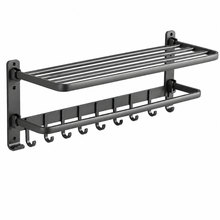 AINEXA 24-Inch Aluminium Towel Rack with Hooks – Matte Grey