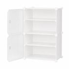AINEXA 4-Layer Foldable Plastic Shoe Rack with Door Cover – White
