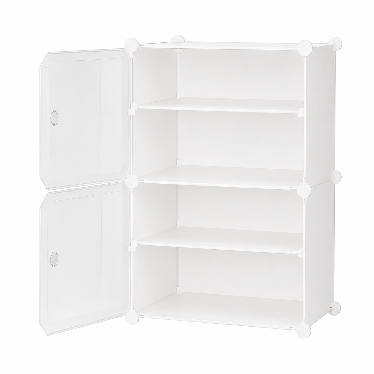 AINEXA 4-Layer Foldable Plastic Shoe Rack with Door Cover – White