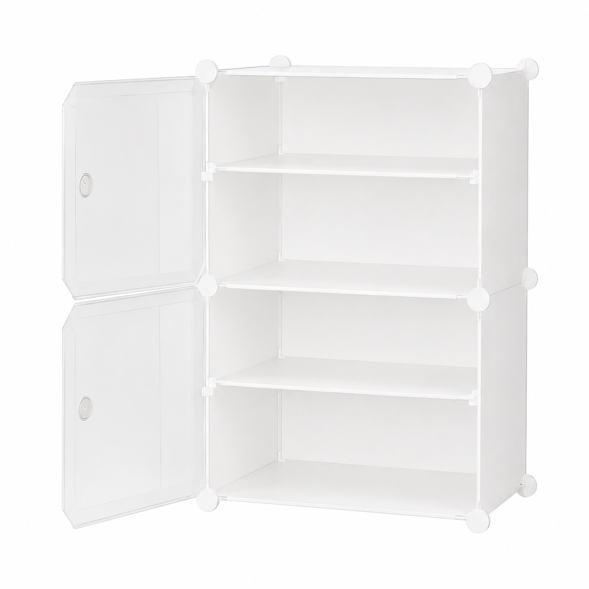 AINEXA 4-Layer Foldable Plastic Shoe Rack with Door Cover – White