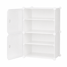 AINEXA 4-Layer Foldable Plastic Shoe Rack with Door Cover – White