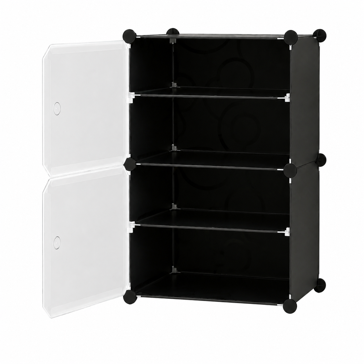 AINEXA 4-Layer Foldable Plastic Shoe Rack with Door Cover – Black