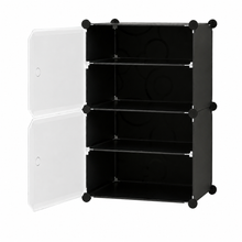 AINEXA 4-Layer Foldable Plastic Shoe Rack with Door Cover – Black