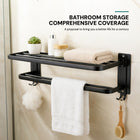 AINEXA 24-Inch Aluminium Towel Rack with Hooks – Matte Black