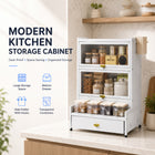 AINEXA 2-Layer Kitchen Storage Cabinet with Drawer & 4 Storage Boxes – White