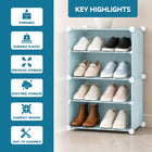 AINEXA 4-Layer Foldable Plastic Shoe Rack with Door Cover – Blue
