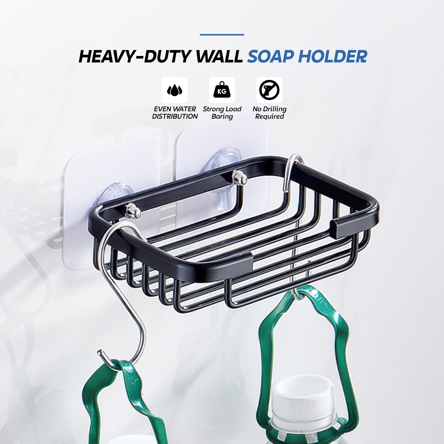 AINEXA Self-Adhesive Wall-Mounted Soap Holder with Drain Tray