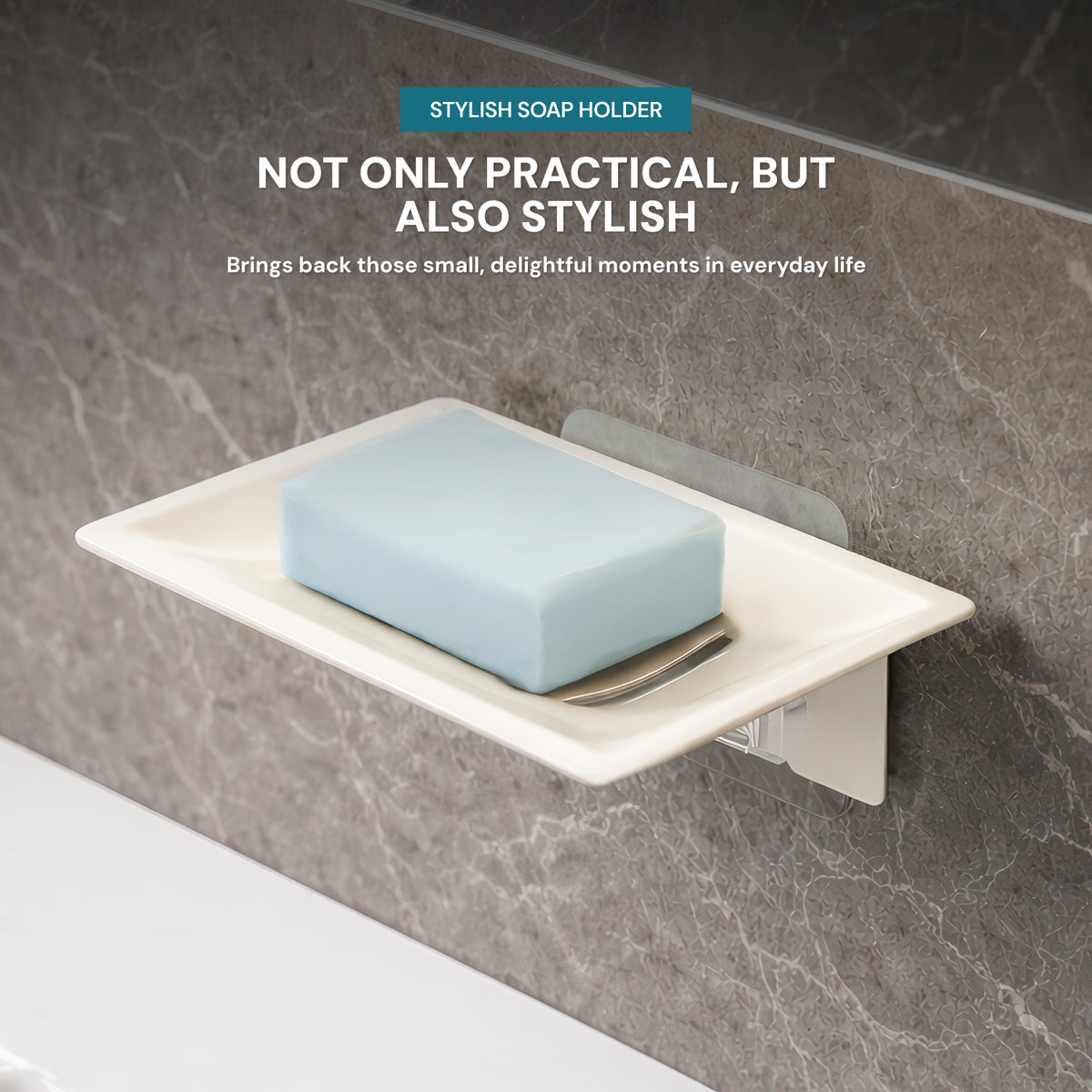 AINEXA Self-Adhesive Wall-Mounted Soap Holder with Drain Tray