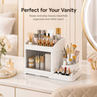 AINEXA 2-Layer 360° Rotating Makeup Organiser with Brush Holder – White