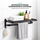 AINEXA 24-Inch Wall-Mounted Aluminium Towel Rack – Matte Black
