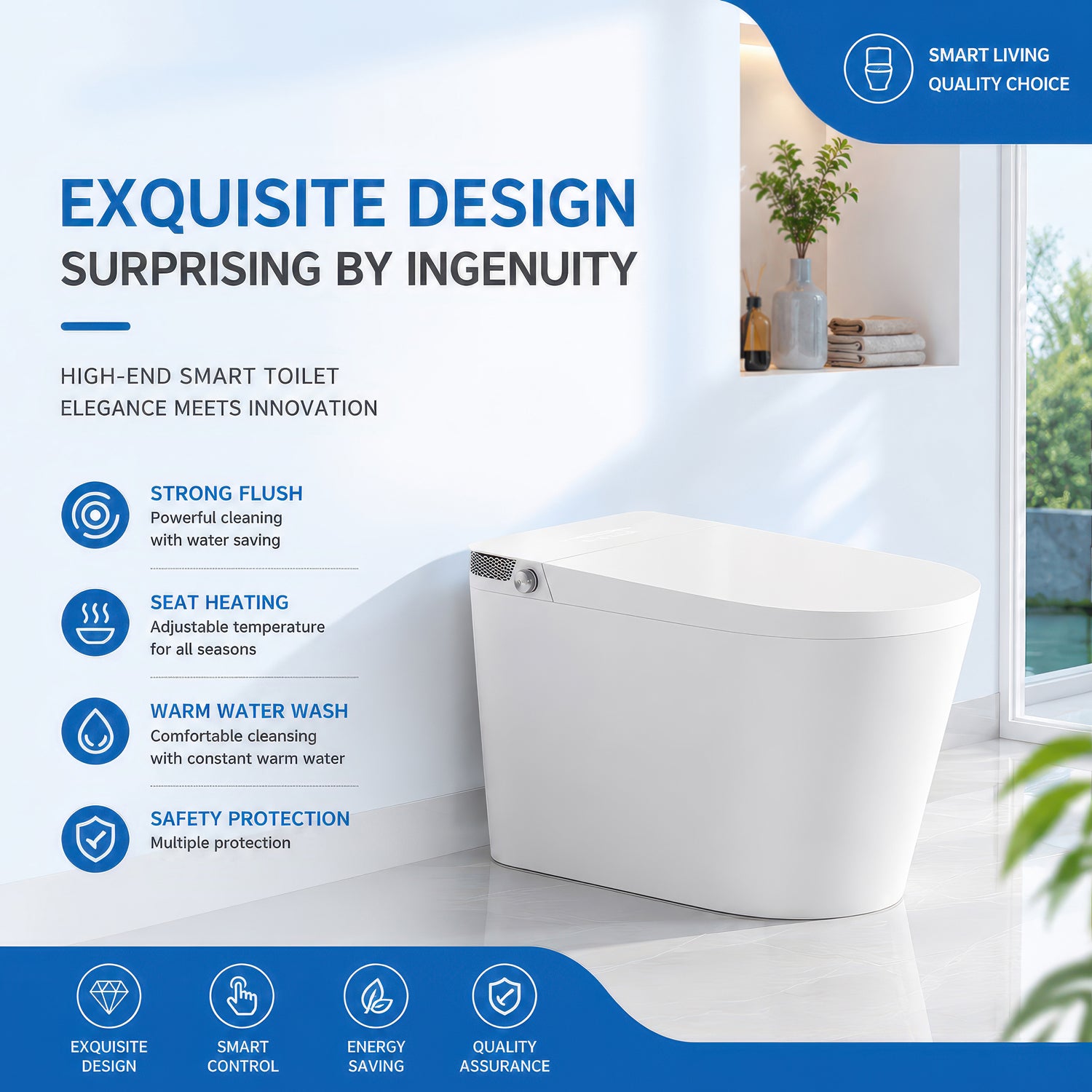 AINEXA Imperial Smart Toilet with Heated Seat, Dryer & Remote – Star White
