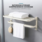 AINEXA 24-Inch Self-Adhesive Aluminium Towel Rack with Hooks – White