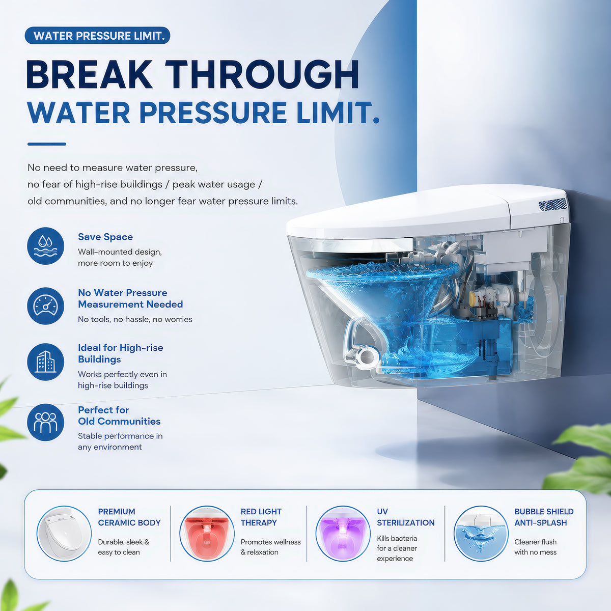 AINEXA Smart Toilet with Auto Lid, Heated Seat & Bidet – S-Trap, White