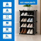 AINEXA 4-Layer Foldable Plastic Shoe Rack with Door Cover – Black