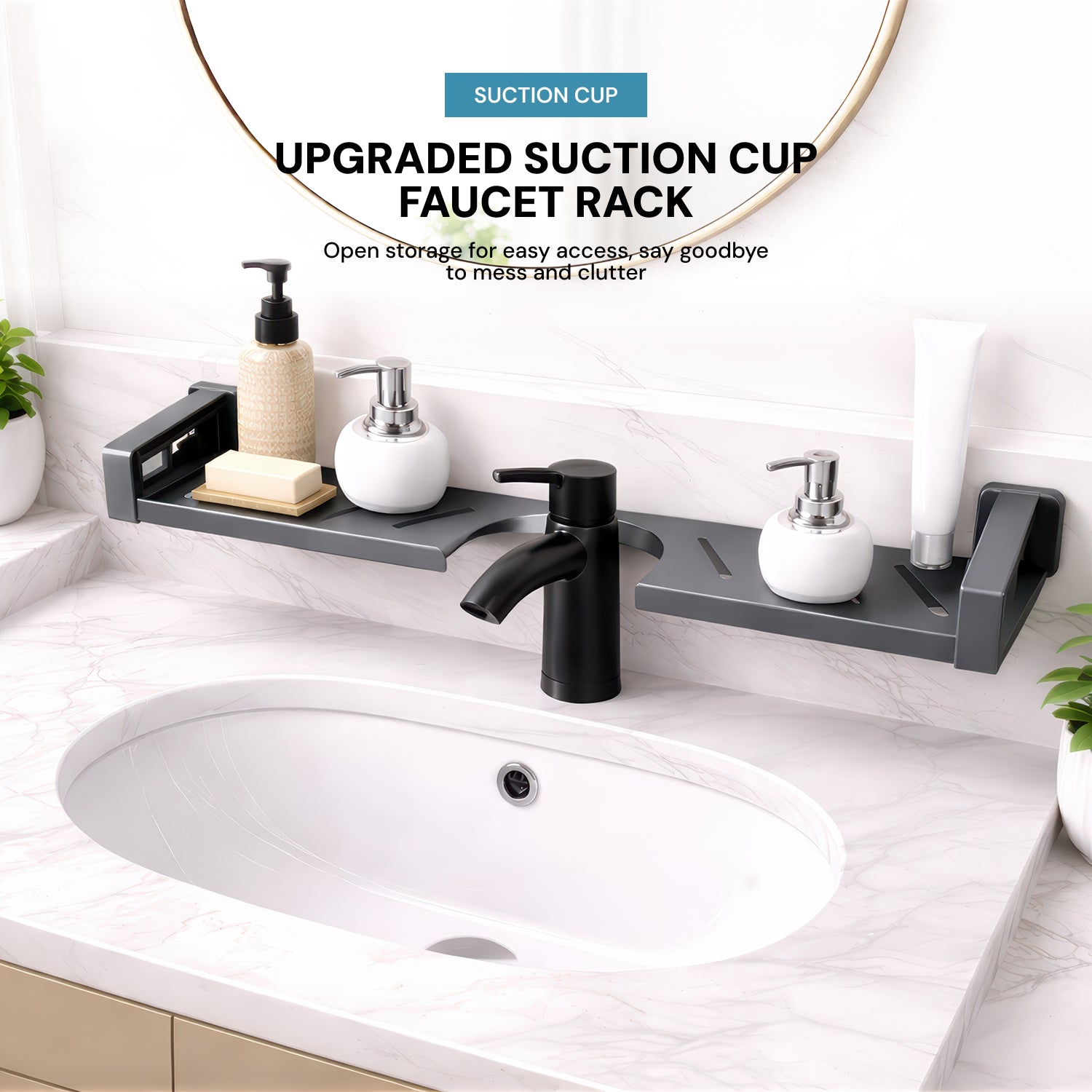 AINEXA 2-Foot Suction Aluminium Bathroom Shelf – Matte Grey