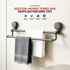 AINEXA Vacuum Suction Aluminium Double Towel Bar – Matte Grey