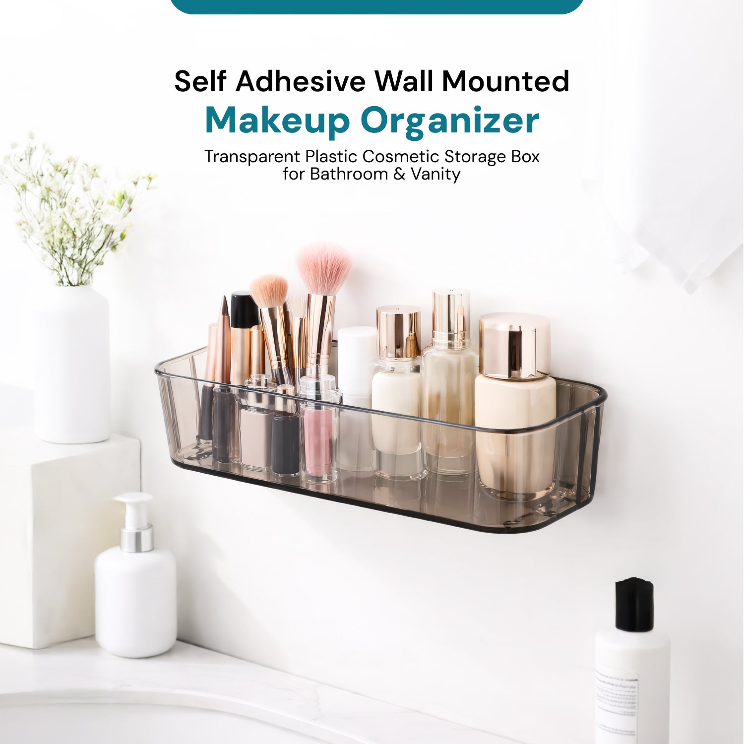 AINEXA Self-Adhesive Transparent Makeup Organizer – No Drill