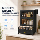 AINEXA 2-Layer Kitchen Storage Cabinet with Drawer & 4 Storage Boxes – Black
