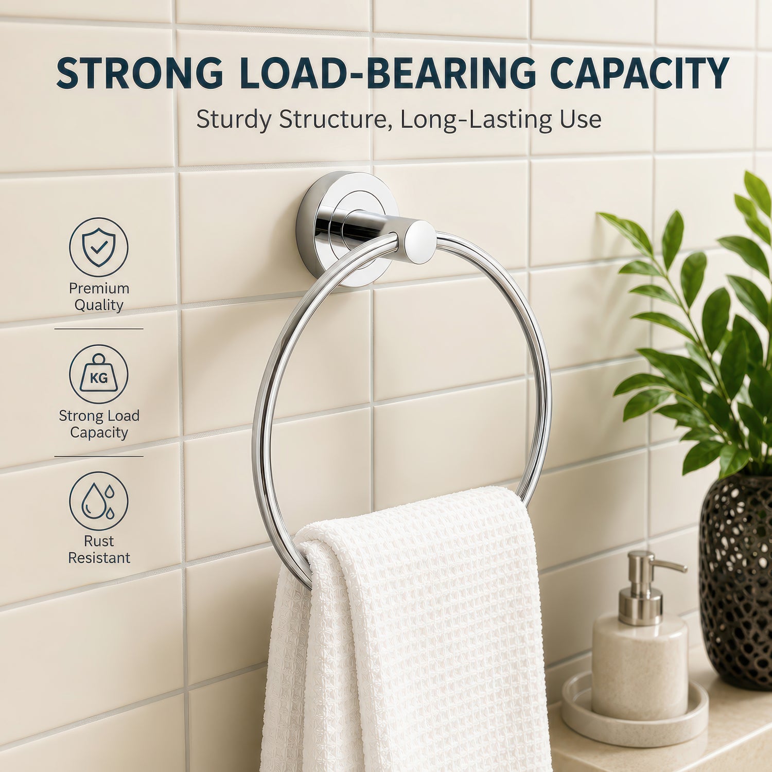 AINEXA Stainless Steel Wall-Mounted Towel Ring – Silver