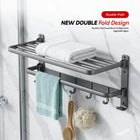 AINEXA 24-Inch Aluminium Towel Rack with Hooks – Matte Grey