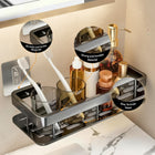 AINEXA 2-Piece Self-Adhesive Aluminium Bathroom Shelves – Matte Black
