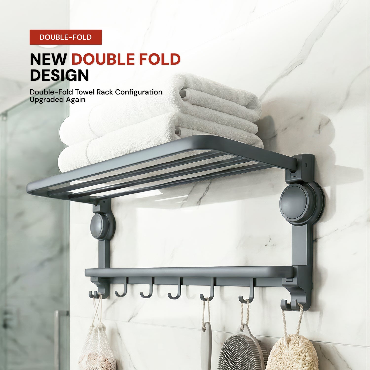 AINEXA Vacuum Suction Aluminium Towel Rack – Matte Grey