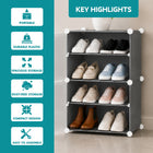 AINEXA 4-Layer Foldable Plastic Shoe Rack with Door Cover – Grey