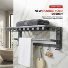 AINEXA Vacuum Suction Aluminium Towel Rack with Hooks – Matte Grey