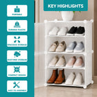 AINEXA 4-Layer Foldable Plastic Shoe Rack with Door Cover – White
