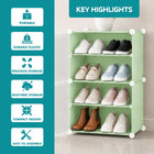 AINEXA 4-Layer Foldable Plastic Shoe Rack with Door Cover – Green