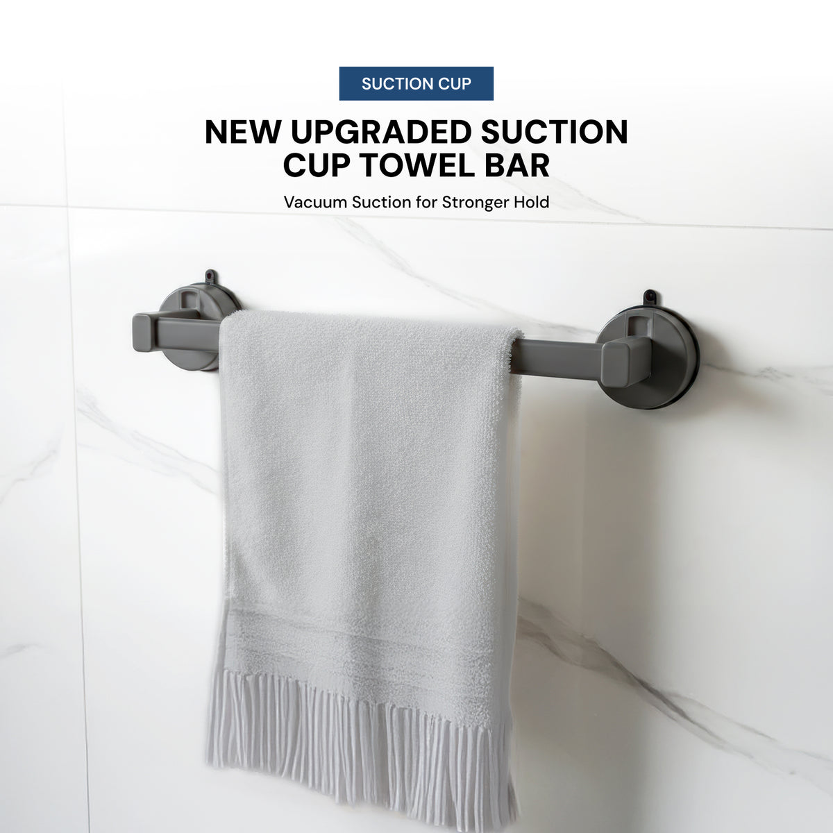 AINEXA Compact Vacuum Suction Aluminium Towel Bar – Matte Grey