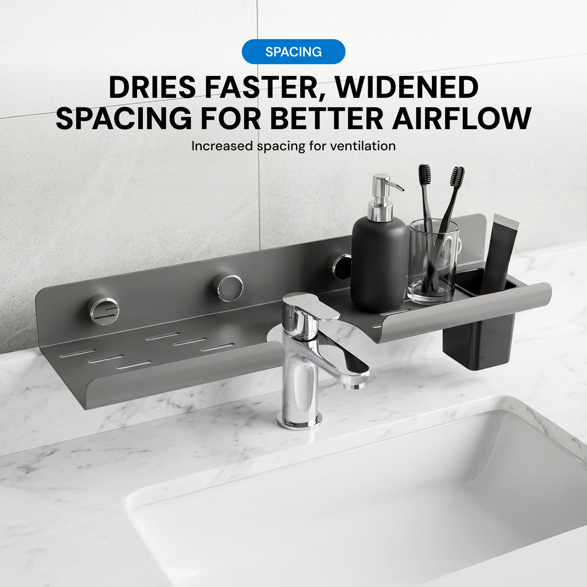AINEXA 2-Foot Self-Adhesive Wash Basin Shelf – No Drill