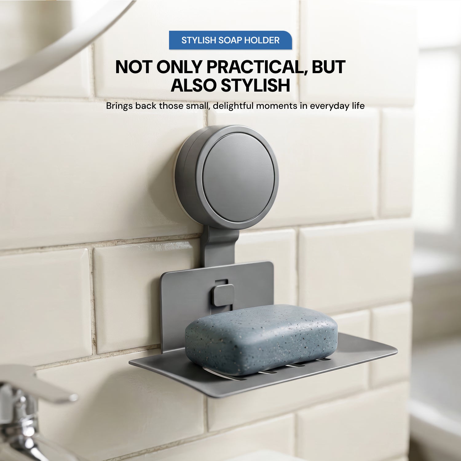 AINEXA Vacuum Suction Wall-Mounted Soap Holder – Grey