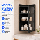 AINEXA 40 cm 3-Layer Bathroom Corner Cabinet with Door – Black
