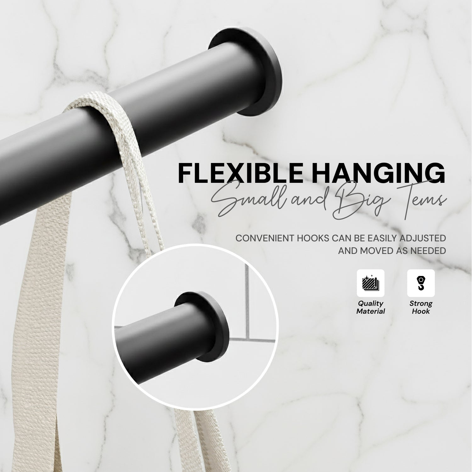 AINEXA Self-Adhesive Aluminium Hand Towel Holder – Matte Black