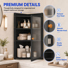 AINEXA 40 cm 3-Layer Bathroom Corner Cabinet with Door – Black
