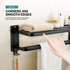 AINEXA 24-Inch Aluminium Towel Rack with Hooks – Matte Black