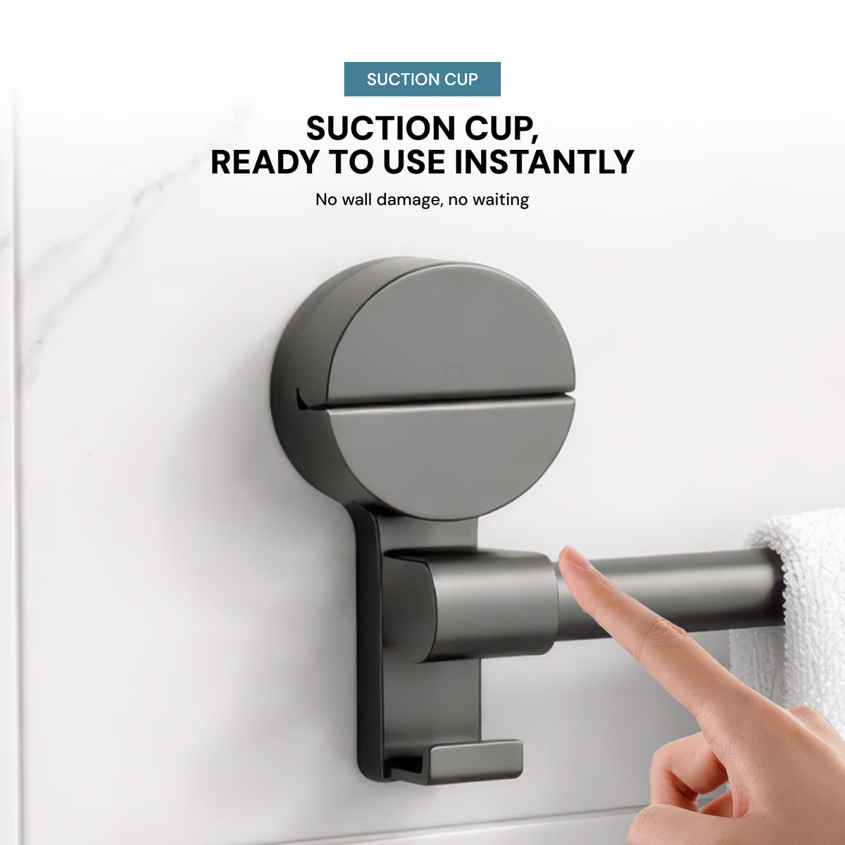 AINEXA Vacuum Suction Aluminium Towel Bar – Matte Grey