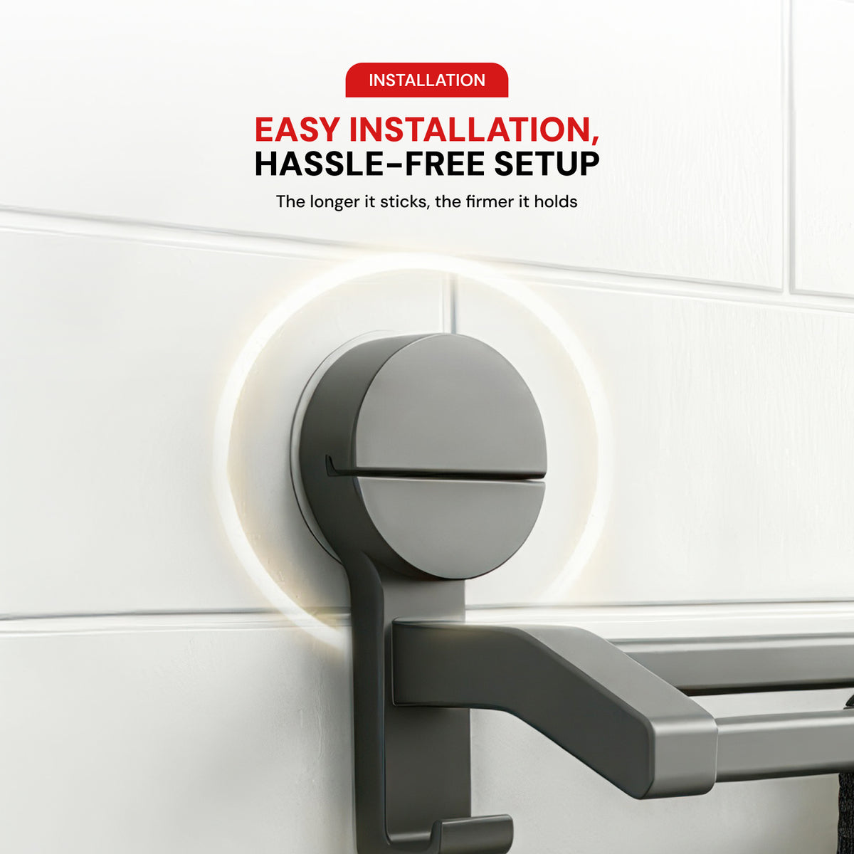 AINEXA 24-Inch Suction Double Towel Bar – Matte Grey