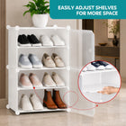 AINEXA 4-Layer Foldable Plastic Shoe Rack with Door Cover – White